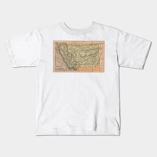 Vintage Map of Montana (1885) Kids T-Shirt by Bravuramedia